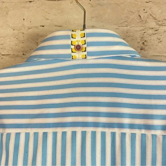 Robert Graham X Men's M Blue White Pink Striped Long Sleeve Button Down Shirt M - Picture 8 of 10